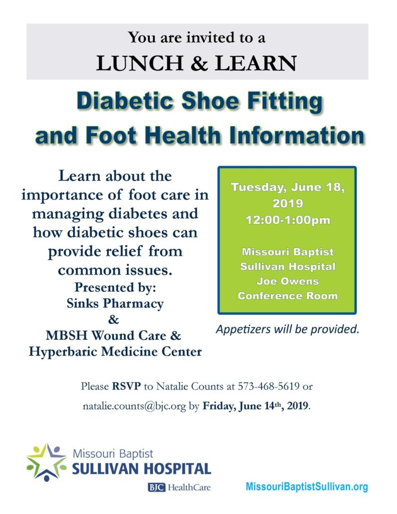 Diabetic Shoe Fitting & Foot Health Info Lunch & Learn Sinks