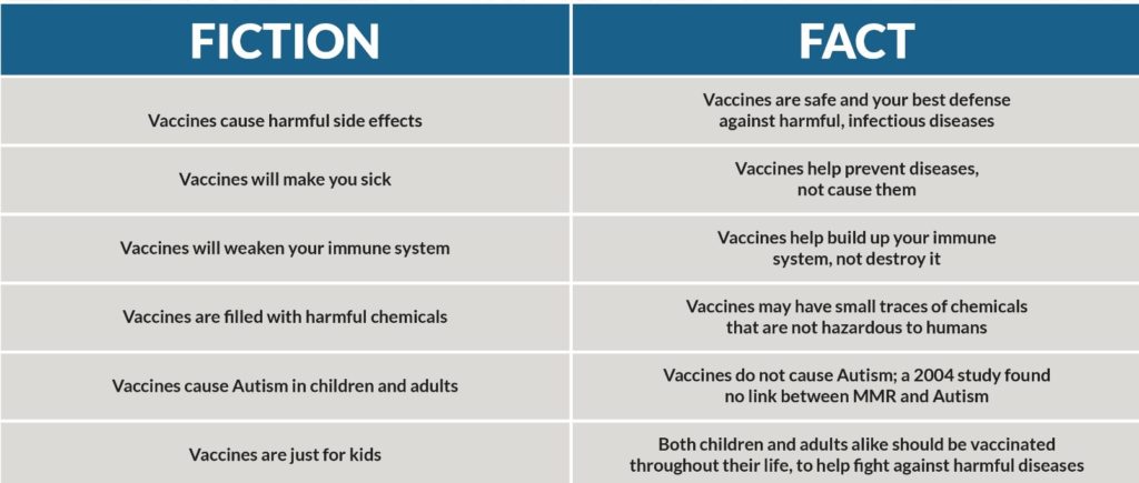 flu vaccine facts vs fiction chart