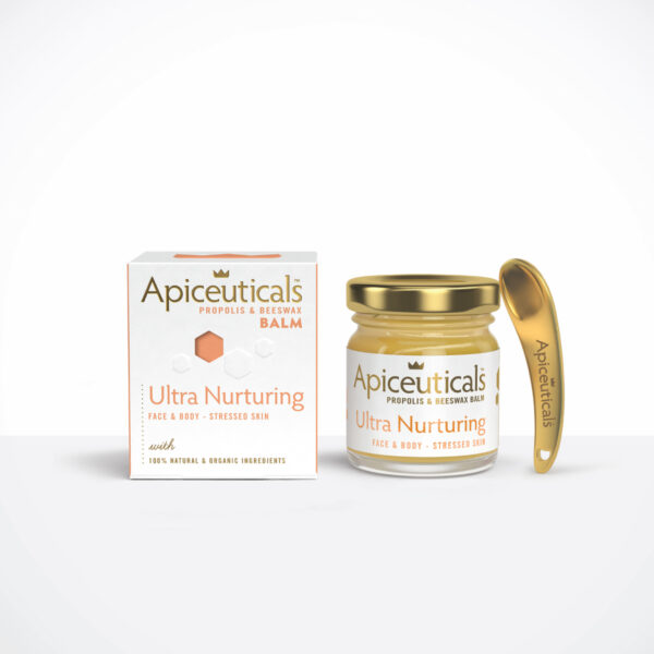 A small jar of ultra nurturing face and body balm for dry, itchy and irritated skin. Product box and applicator included.