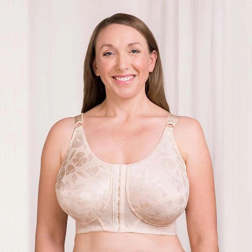 woman in nude mastectomy bra